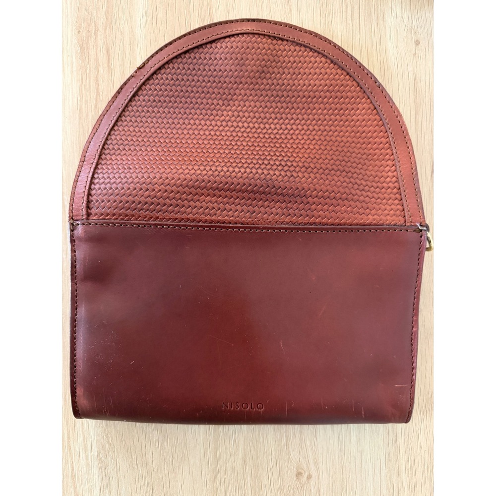Nisolo Cleo Convertible Crossbody Clutch Bag Brandy Woven Leather Boho Western - Picture 4 of 14